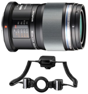 Объектив Olympus M.Zuiko DIGITAL 60mm f/ 2.8 ED Macro в комплекте со вспышкой ST-8